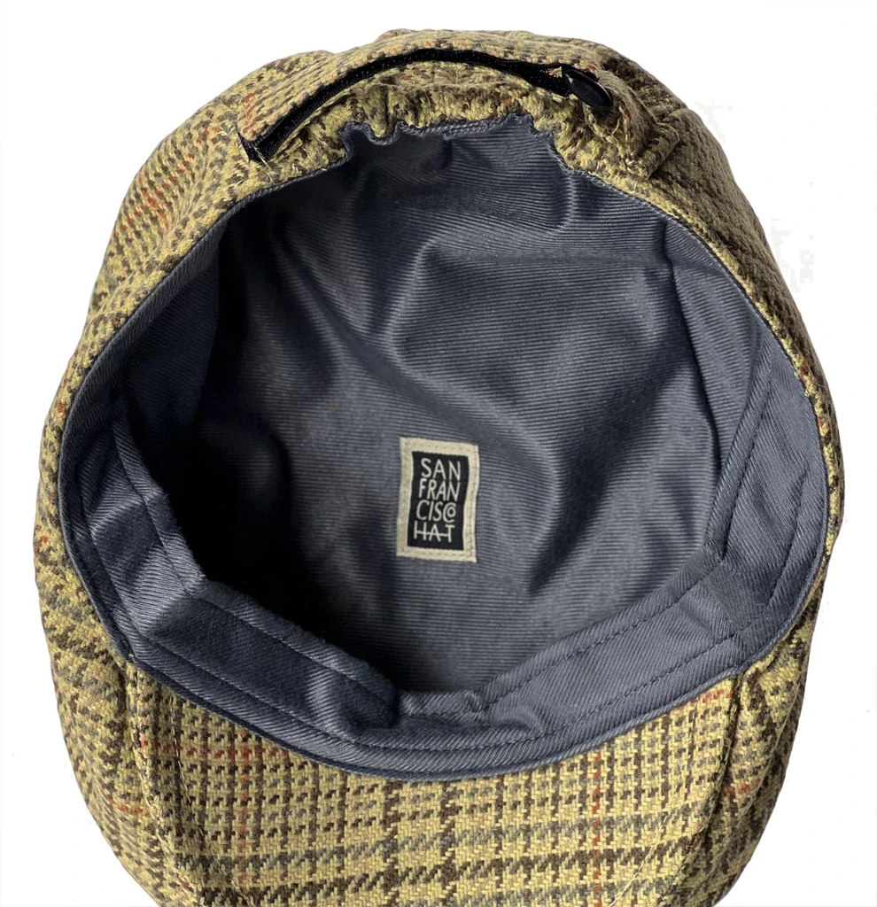 Flat Cap Tweed Plaid Inside View