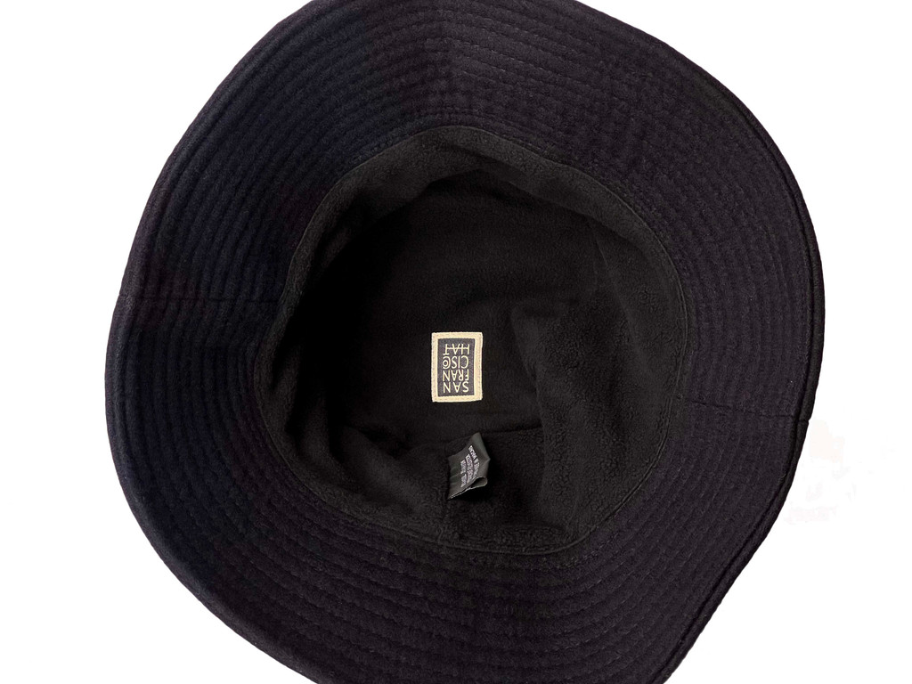 Black Wool Crusher Inside View. Warm Fleece Lining Inside.