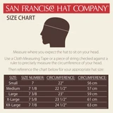 San Francisco Hat Company Size Chart - Circumference in Inches = Small: 22 Medium: 22.5 Large: 23 X-Large: 23.5 XX-Large: 24.5