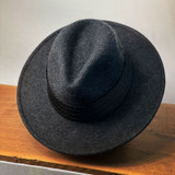 Coal Wool Felt Broadway Fedora with Graphite Band Front Top View