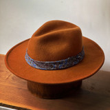 Ochre Broadway Fedora Blue Paisley Band Front Quarter View
