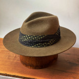 Rustic Wool Felt Broadway Fedora with Olive Band Front Quarter View
