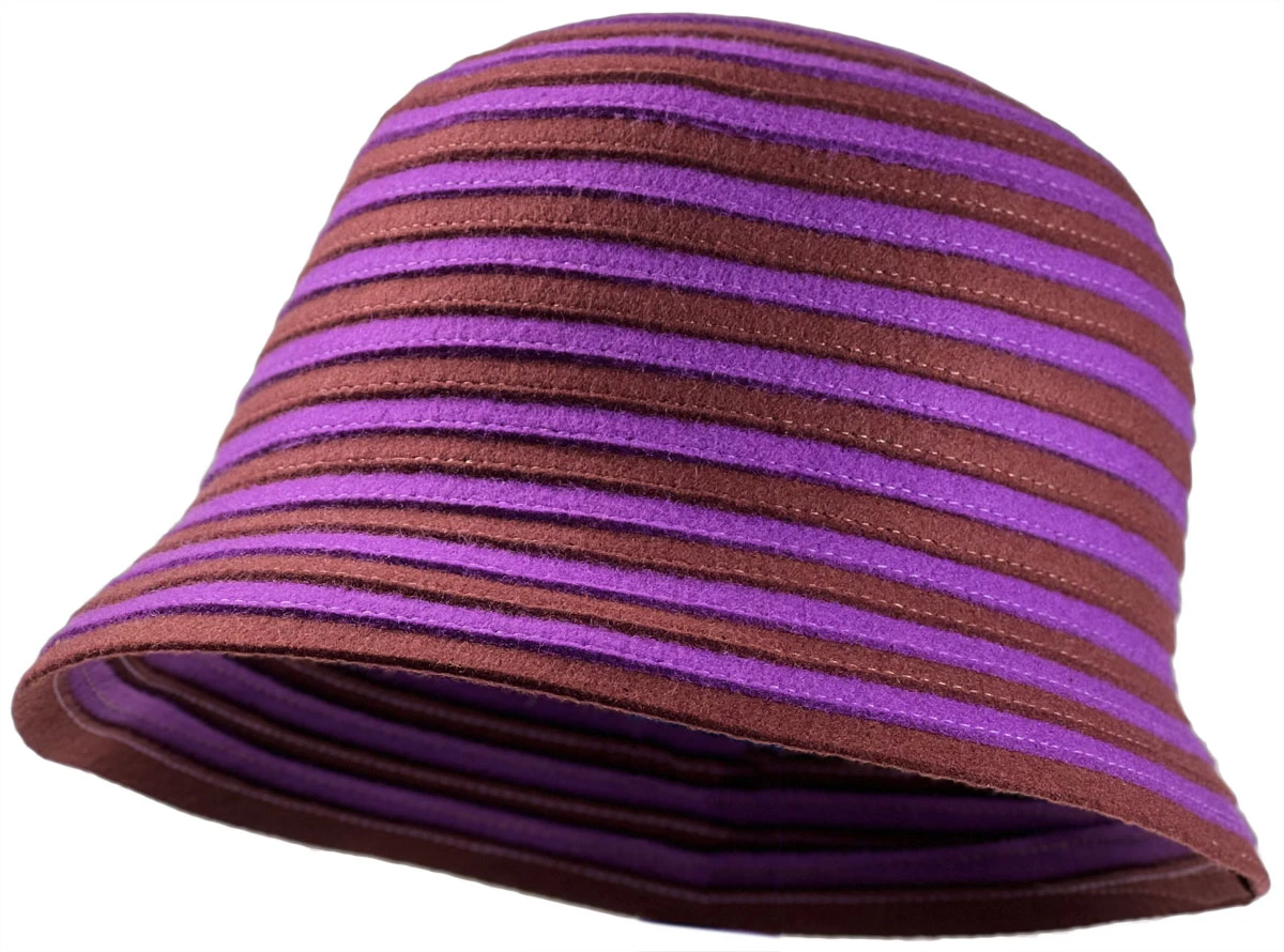 Vintage Bucket-ClocHe Wool Doeskin Felt ChurcH Hat- Black & Purple or Maroon Valerie Two-Toned Burgundy Wool Cloche | Uno Alla Volta main image 2