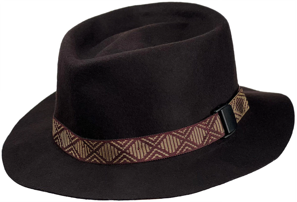 UPF 50+ Fedora Hat - Wool Felt, Packable, Adjustable, Medium Crown Wool Felt Sun Hat Wide Brim Fedora UPF 50+ Adjustable Sizing  main image 3