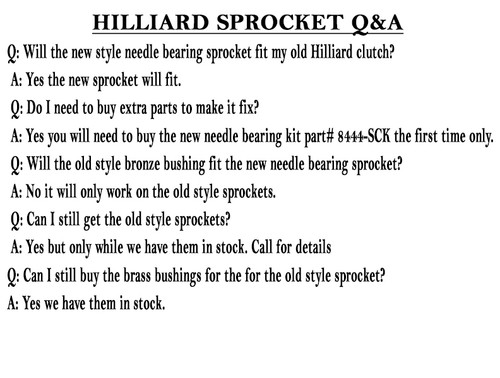 HILLIARD SPROCKET Q&A