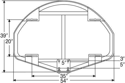 39" x 54" Extended Life Competition Fan-Shaped Glass Backboard
