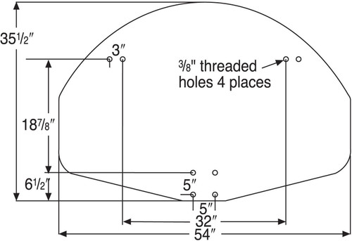 35.5" x 54" Lifeguard White Alum Playground Backboard w/Border and Shooters Square