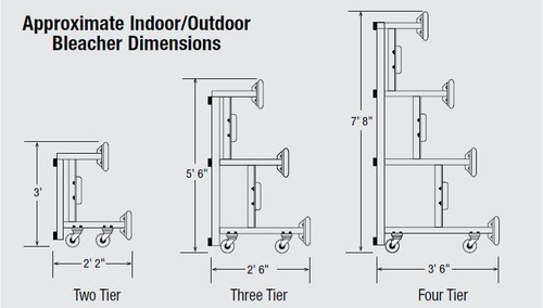 7 1/2'   3 Tier Indoor All Aluminum Easy Store™  Bleacher