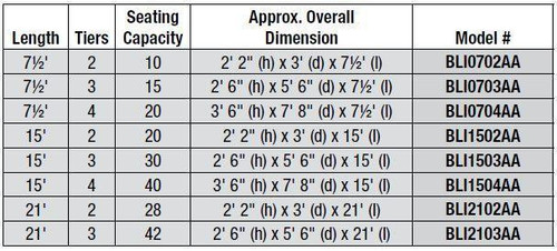 15'    2 Tier Indoor All Aluminum Easy Store™ Bleacher