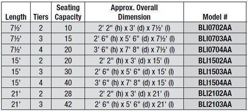 21'   3 Tier Indoor All Aluminum Easy Store™  Bleacher