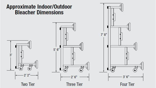 21'   3 Tier Indoor All Aluminum Easy Store™  Bleacher
