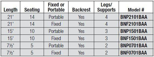 All Aluminum Fixed 15' Player Bench w/Back