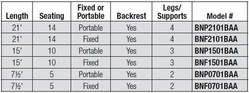 All Aluminum Portable 7 1/2' Player Bench w/ Back