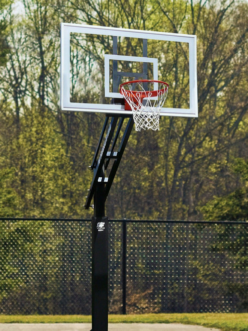 Ultimate HangTime 6" Adjustable Basketball System w/42"x72" Glass Backboard