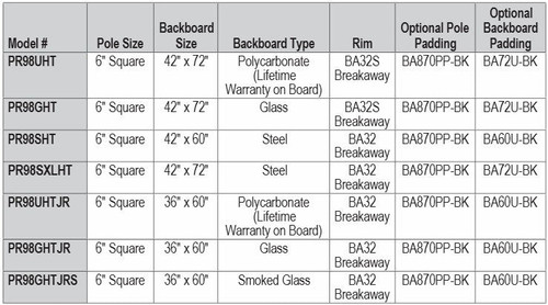 Ultimate HangTime 6" Adjustable Basketball System w/36"x60" Glass Backboard