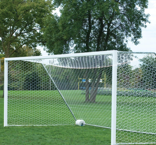 No Tip 18 1/2' x 6 1/2' Club 4" Round Portable Aluminum Soccer Goals