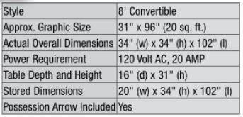 8' Sport Pride LED Illuminated Scorers Table
