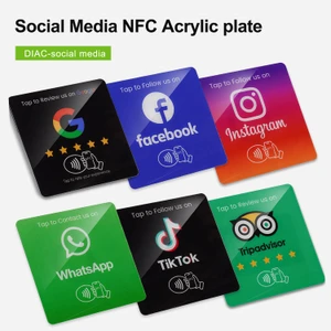 Social Media Acrylic Google Review NFC Plate, NTAG215 acrylic plate, 100x100×1.3mm 