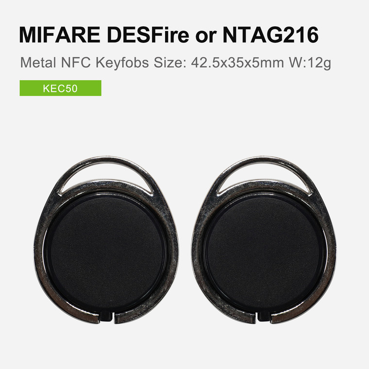 KEC50 - Luxurious Metal NFC Keyfobs in DESFire or NTAG216
