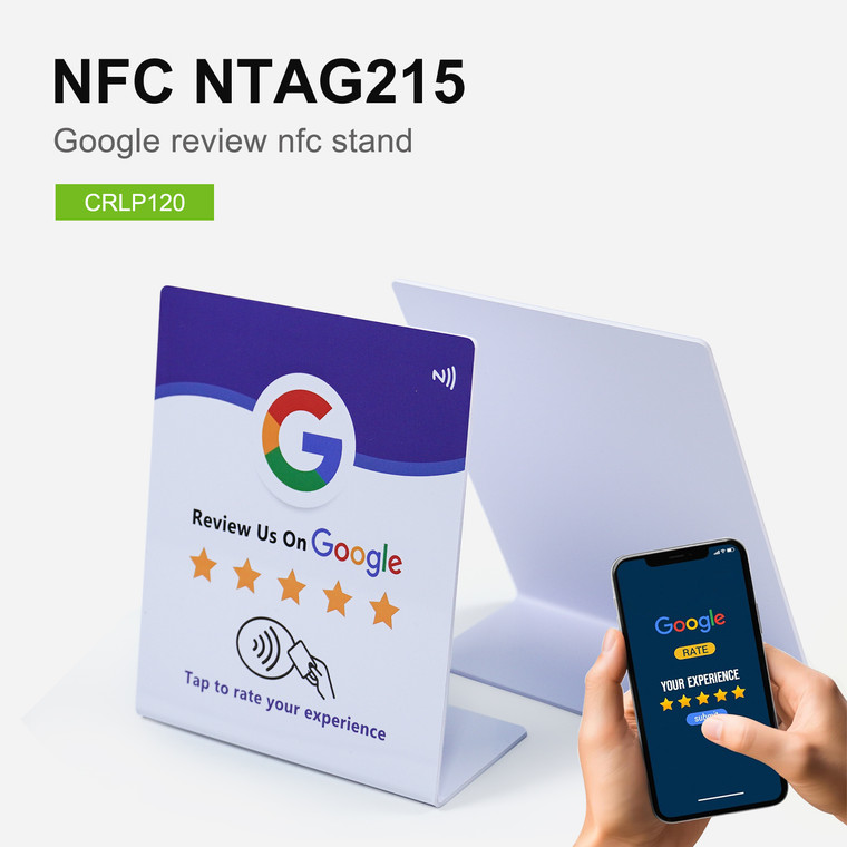 Google Review NFC Stand, NTAG215 PVC Stand, 120x140mm  Google Review NFC Stand, NTAG215 PVC Stand, 120x140mm