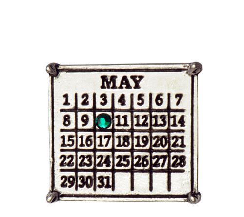 "Your Special Day" Classic Calendar Charm with a Colored Crystal (Ball chain included)