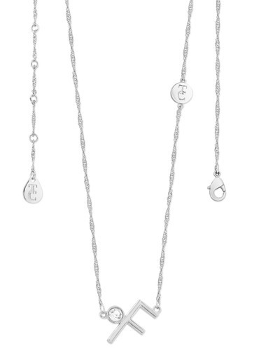 Crafted in sleek polished silver, each unique letter is adorned with a sparkling bezel set clear CZ adding a touch of glamour to these eye-catching pendants. Each letter is positioned at an angle creating a contemporary look. They are suspended from a beautiful shimmering Singapore chain and secure safely with a lobster claw clasp.