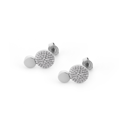 CIRCLE PAVE SILVER 2 CIRCLE EARRINGS