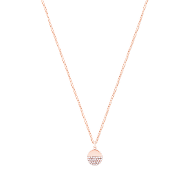 CIRCLE PAVE ROSE GOLD HALF PAVE PENDANT