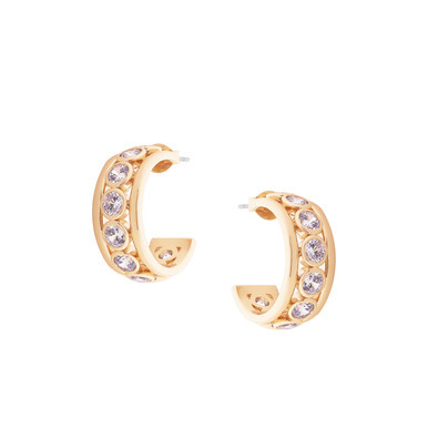 CRYSTAL SET HOOP EARRINGS GOLD