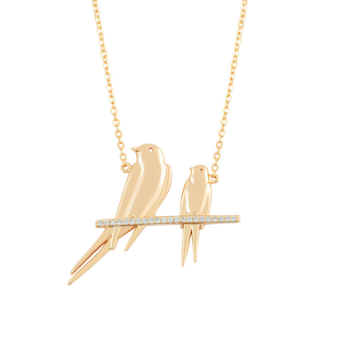 TC Swallow Pendant Two Swallows At Rest- Gold