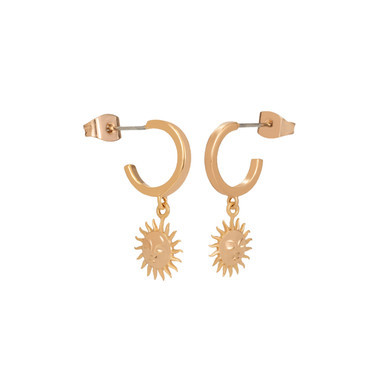 Soleil Mini Hoop With Sun Charm Earrings Gold