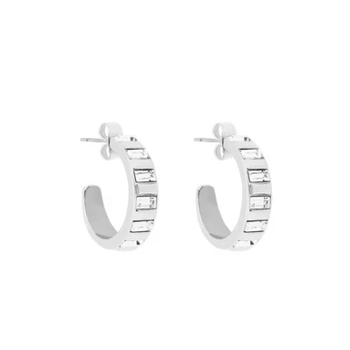 Tc Hoop Earrings Art Deco Silver