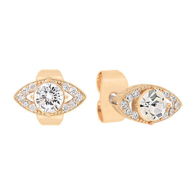 Gold Evil Eye stud earrings with clear cubic zirconia centre and pavé surround – jewellery product thumbnail on white background