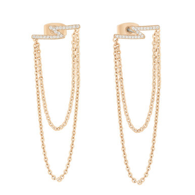 Tc Lightning - Stud/Chain Earrings With Cz Gold