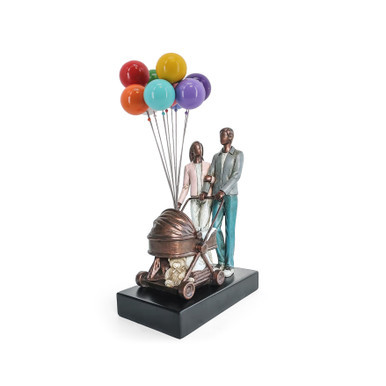 David McGlynn Sculpture - Pram with Balloons "Contentment"