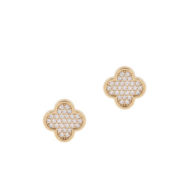 Tc Fleur Collection Pave Stud Earrings Gold