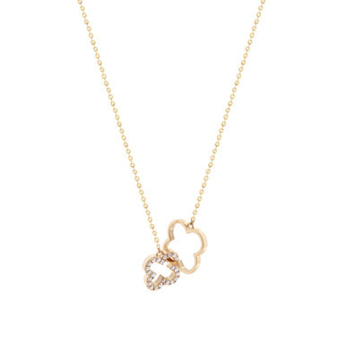 Tc Fleur Collection Cz Inset & Polished Fleur Pendant Gold
