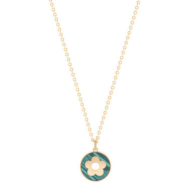 Tc Fleur Collection Green Malachite Disc Pendant Gold