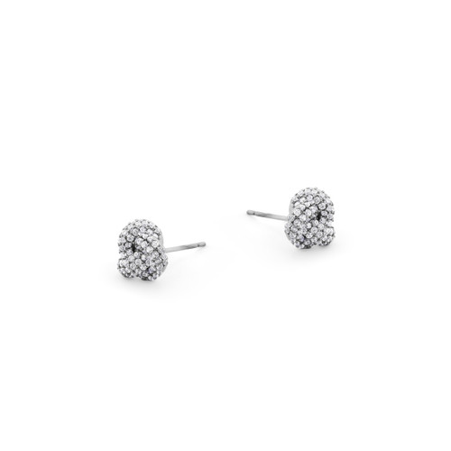 TC Love Knot - Pave Knot Earrings Silver