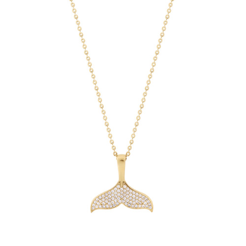 Tc Under The Sea - Pave Whale Tail Pendant Gold