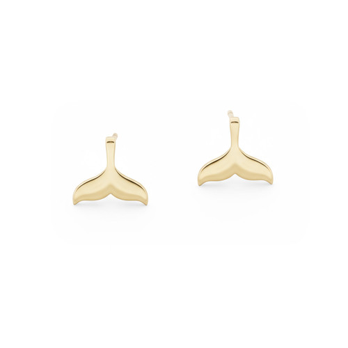 Tc Under The Sea - Whale Tail Stud Earrings Gold
