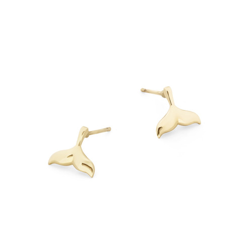 Tc Under The Sea - Whale Tail Stud Earrings Gold