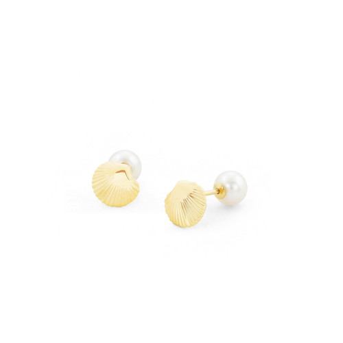 Tc Under The Sea - Shell Stud Earrings Gold