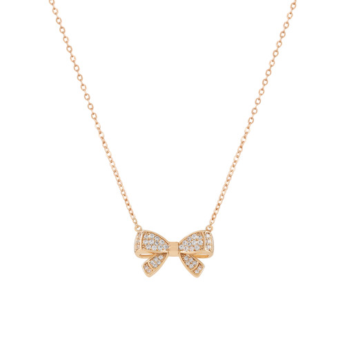 Tc Bow Double Bow Mini Cz Inset Pendant Gold