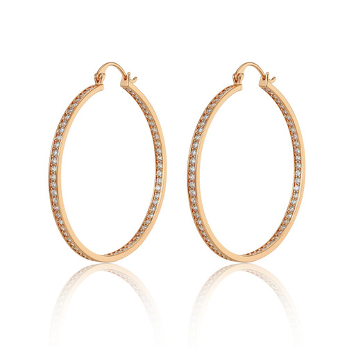 TC Large Pave Set Hoop Earrings Gold