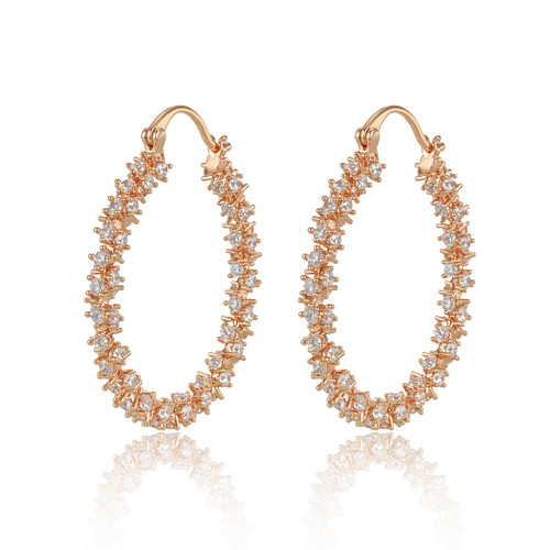 TC Large Cz Cluster Set Hoop Earrings Gold