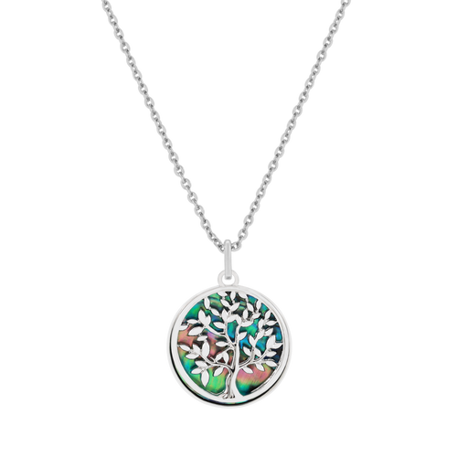 Trinity - Shell Tree Of Life Disc Pendant Silver