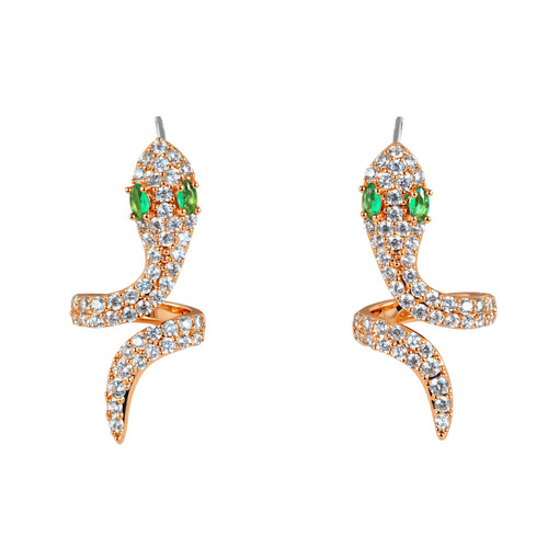 Tc Snake Pave Set Stud Earrings Gold
