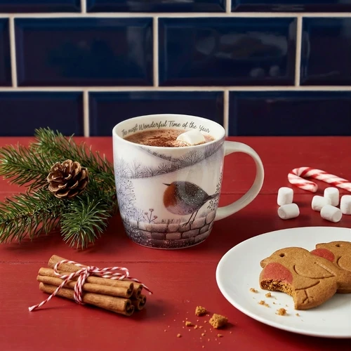 NEW Winter Robin S/6 Mug Hatbox