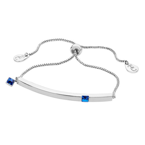 September - Silver Bar Birthstone Bracelet - Sapphire Crystal
